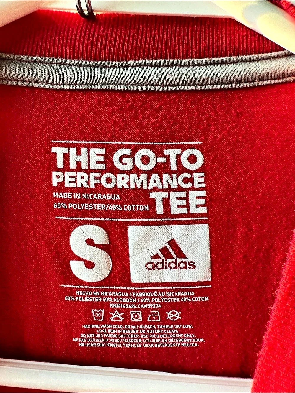 adidas The Go-To Performance Tee Red & Black Small